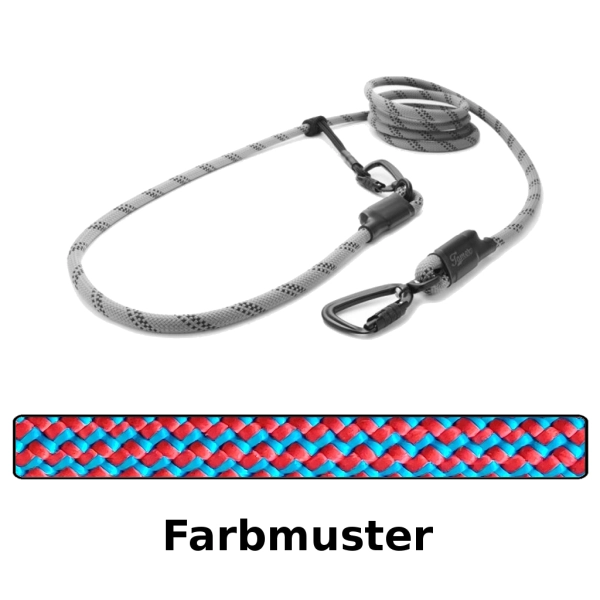 EASYLONG Hundeleine TWIST - M - 2,5m - rot-blau im Zickzack